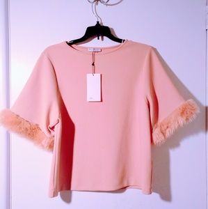 ZARA Fur Trim Blouse